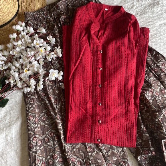 Smart suit set - cotton kurta and palazzos Anokhi style block print
